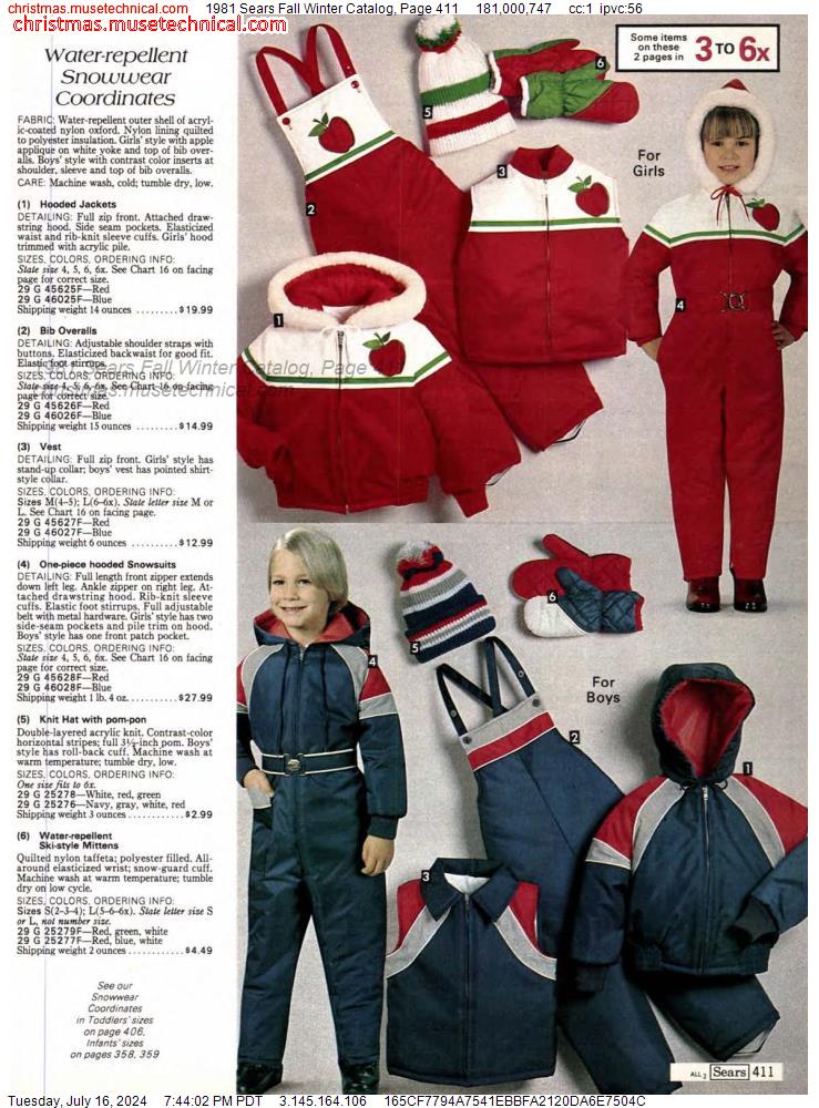 1981 Sears Fall Winter Catalog, Page 411