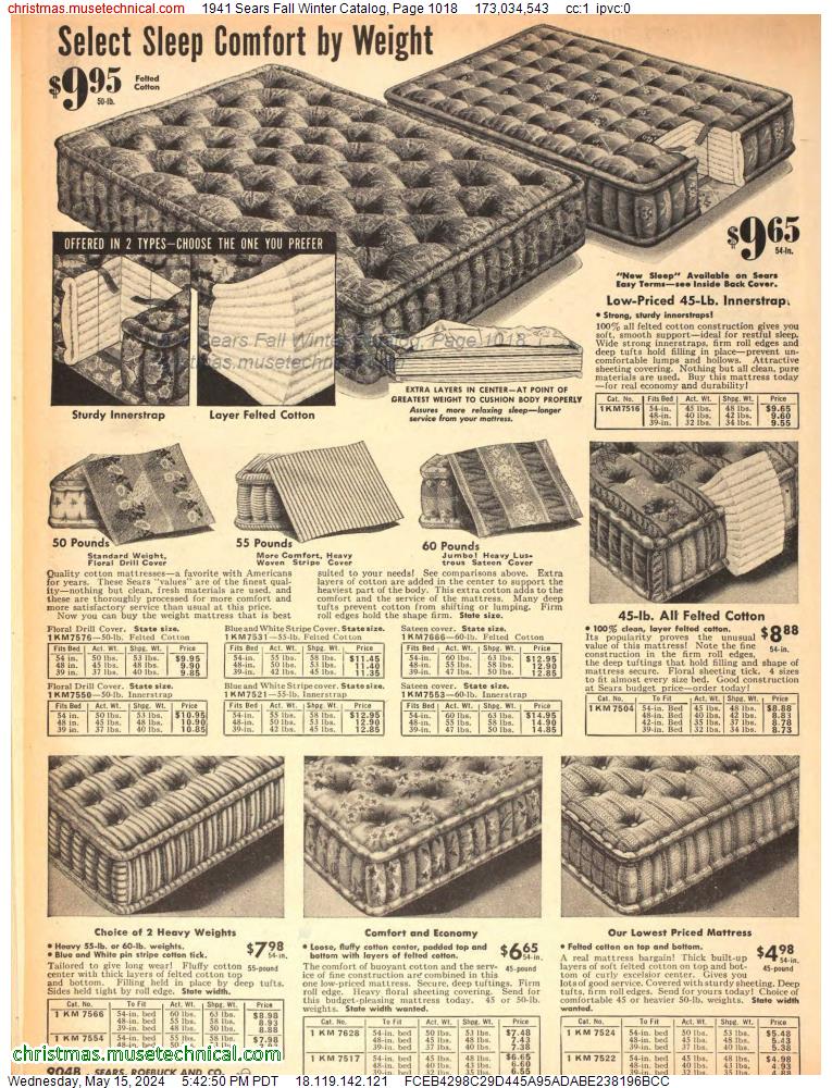 1941 Sears Fall Winter Catalog, Page 1018