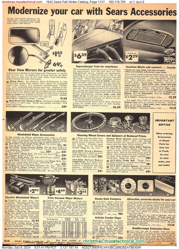 1942 Sears Fall Winter Catalog, Page 1131