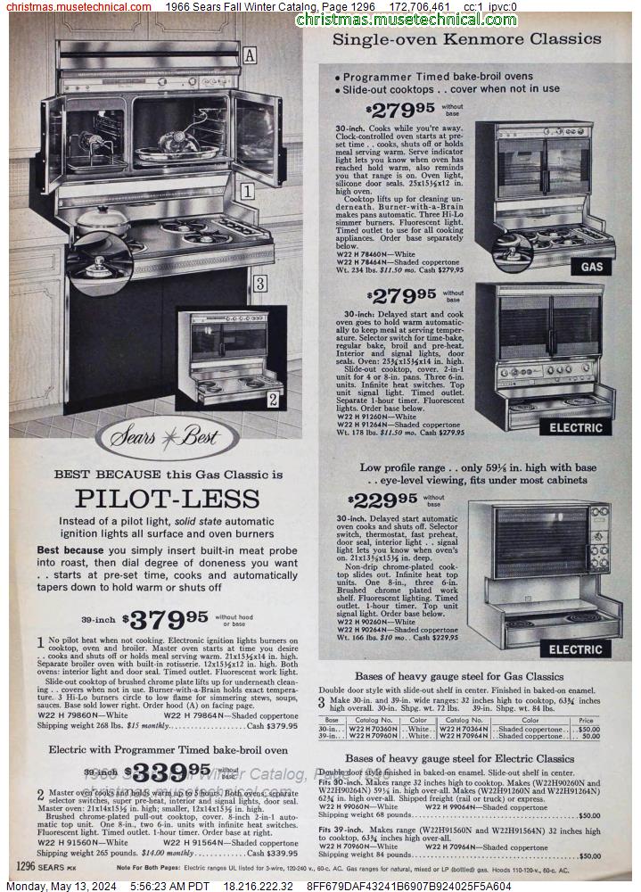 1966 Sears Fall Winter Catalog, Page 1296