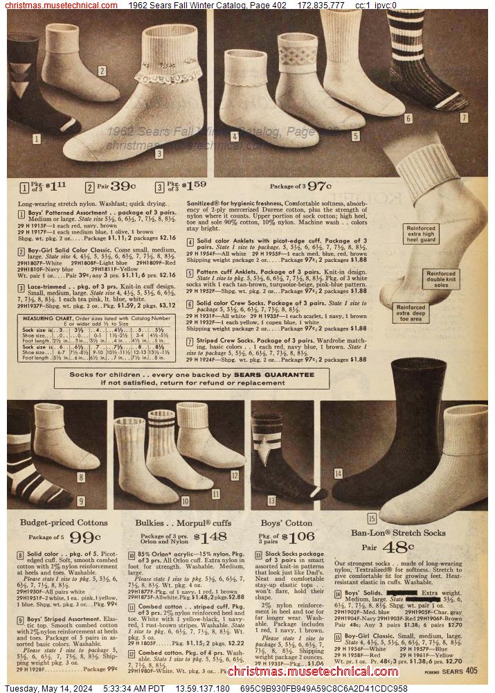1962 Sears Fall Winter Catalog, Page 402