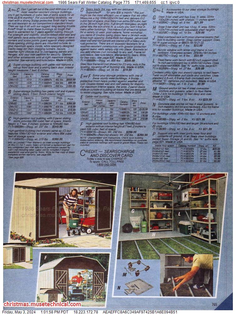 1986 Sears Fall Winter Catalog, Page 775