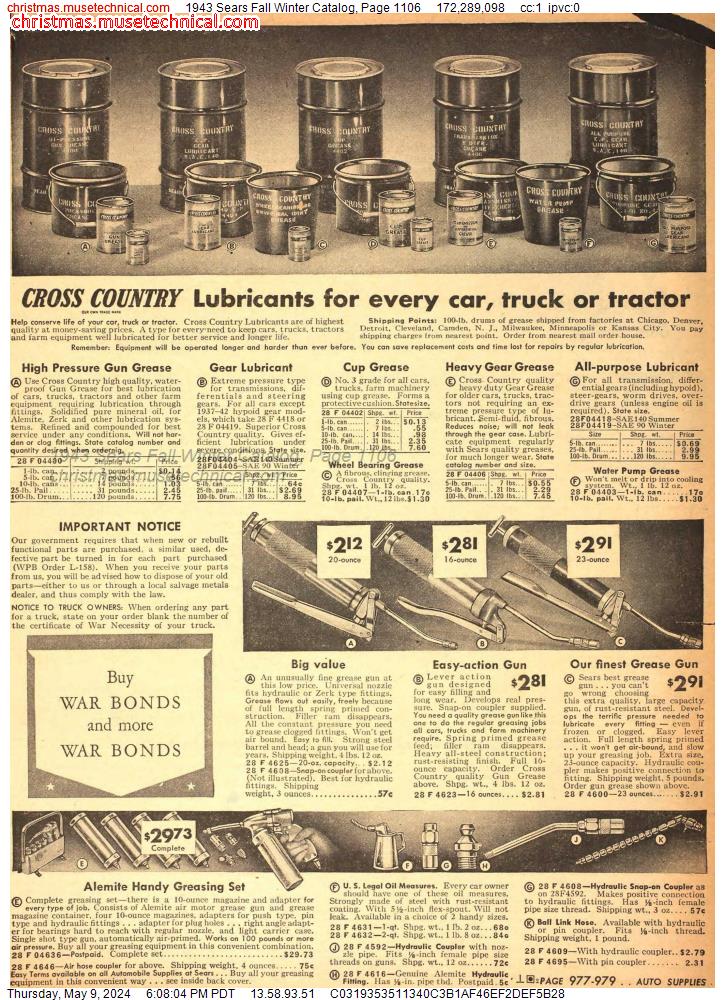 1943 Sears Fall Winter Catalog, Page 1106