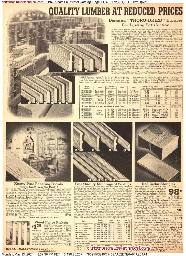 1940 Sears Fall Winter Catalog, Page 1174