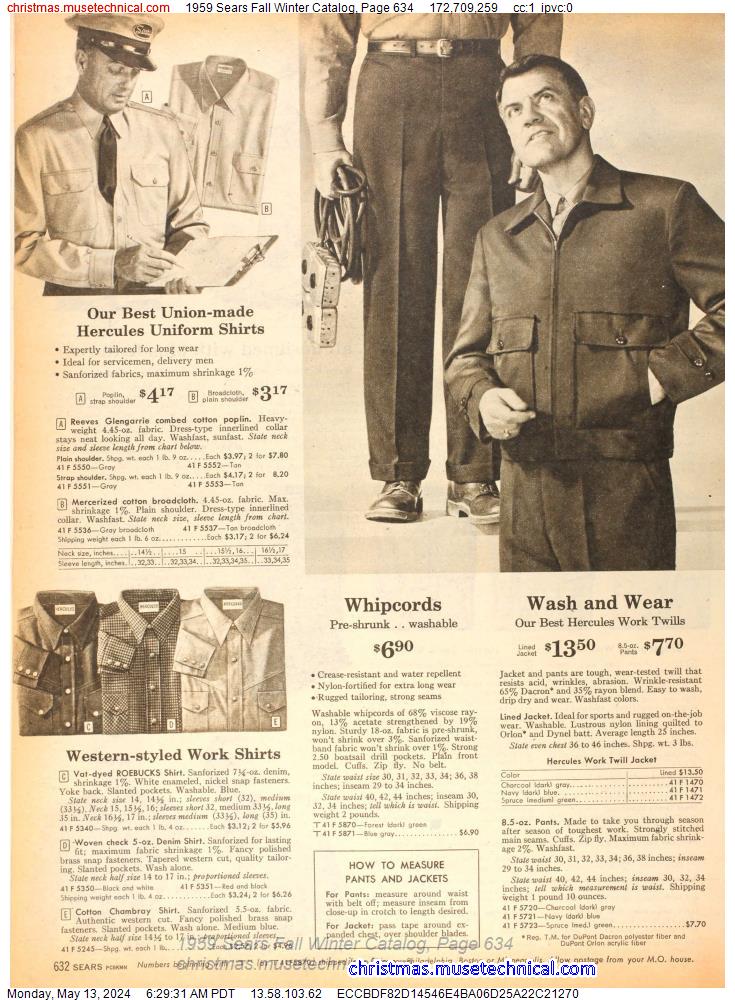 1959 Sears Fall Winter Catalog, Page 634