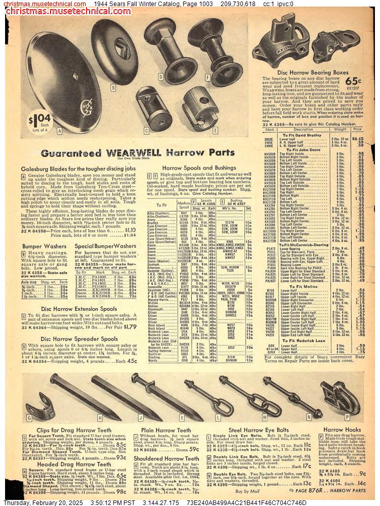 1944 Sears Fall Winter Catalog, Page 1003