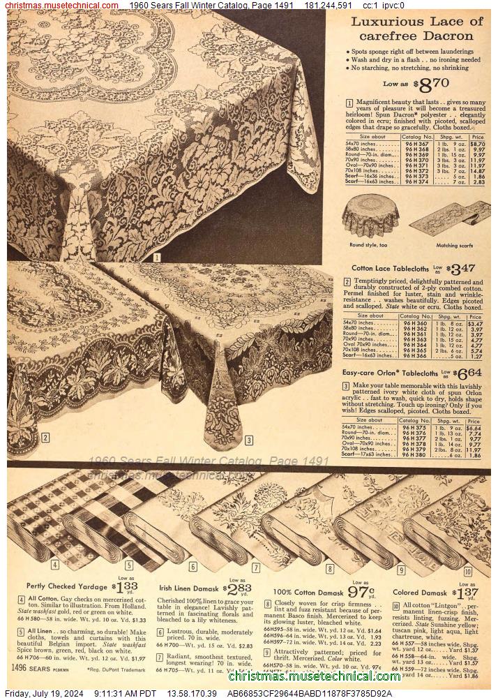 1960 Sears Fall Winter Catalog, Page 1491