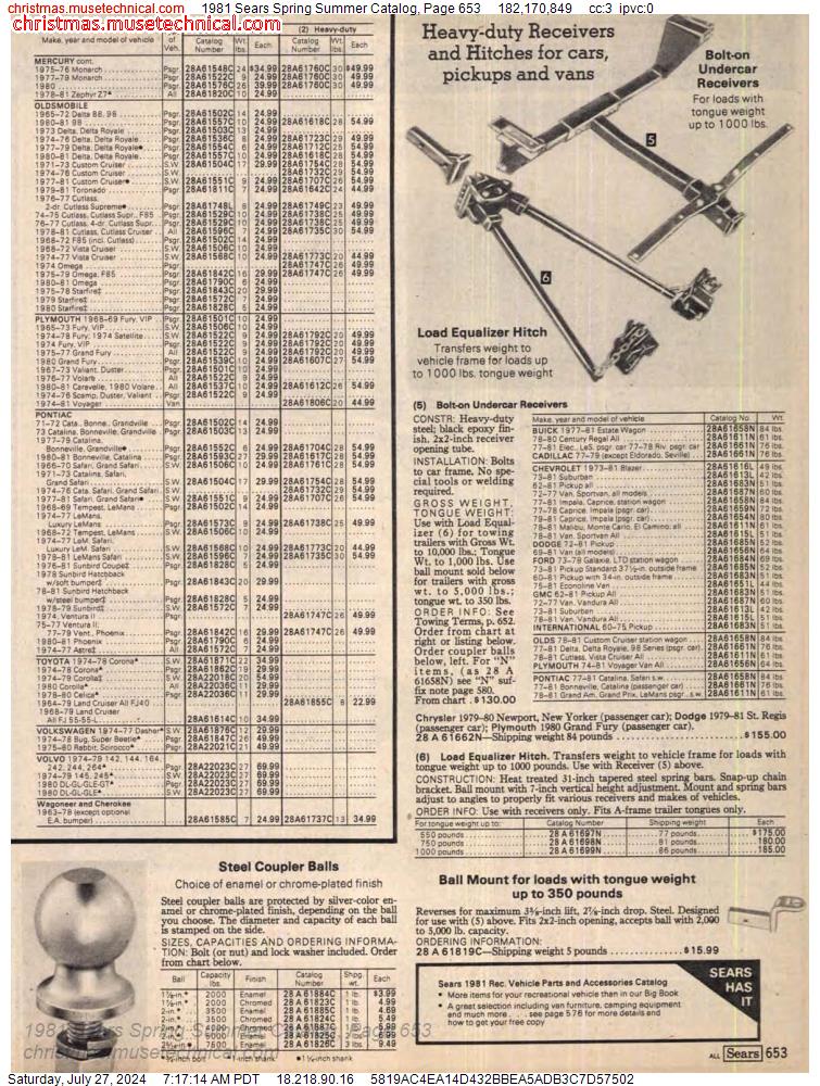 1981 Sears Spring Summer Catalog, Page 653