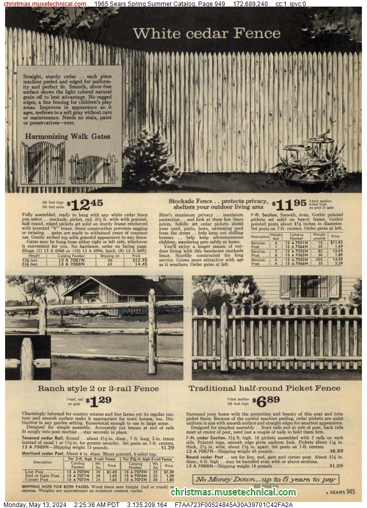 1965 Sears Spring Summer Catalog, Page 949
