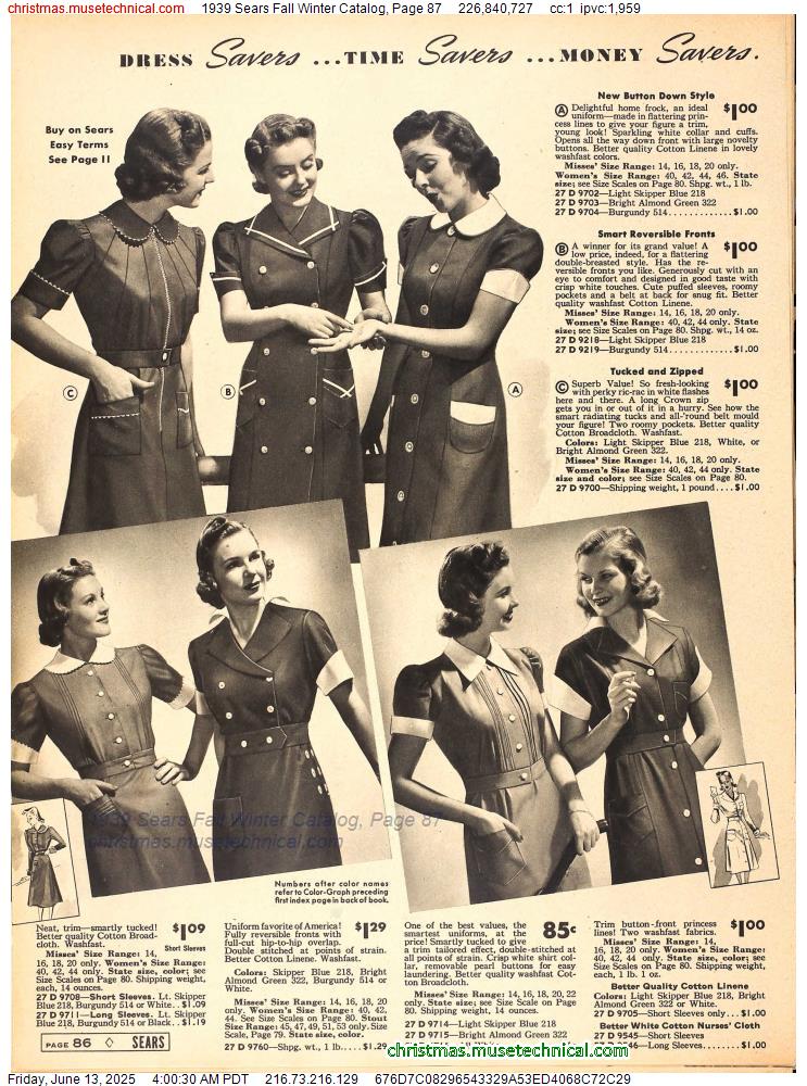 1939 Sears Fall Winter Catalog, Page 87
