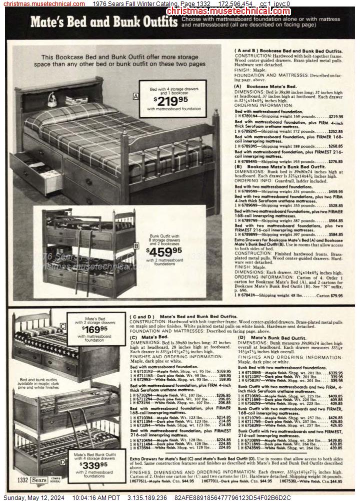 1976 Sears Fall Winter Catalog, Page 1332