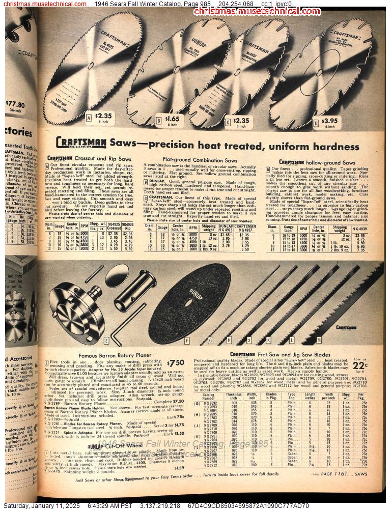 1946 Sears Fall Winter Catalog, Page 985