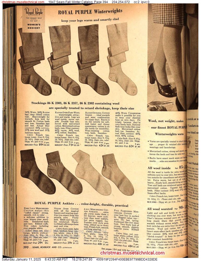 1947 Sears Fall Winter Catalog, Page 394