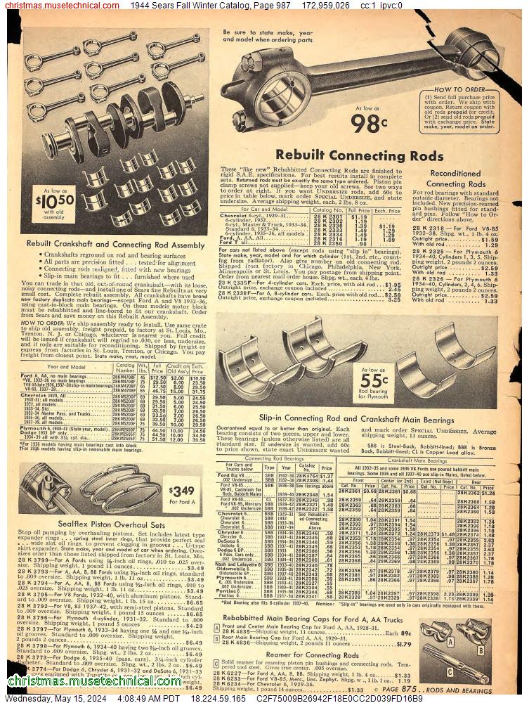 1944 Sears Fall Winter Catalog, Page 987