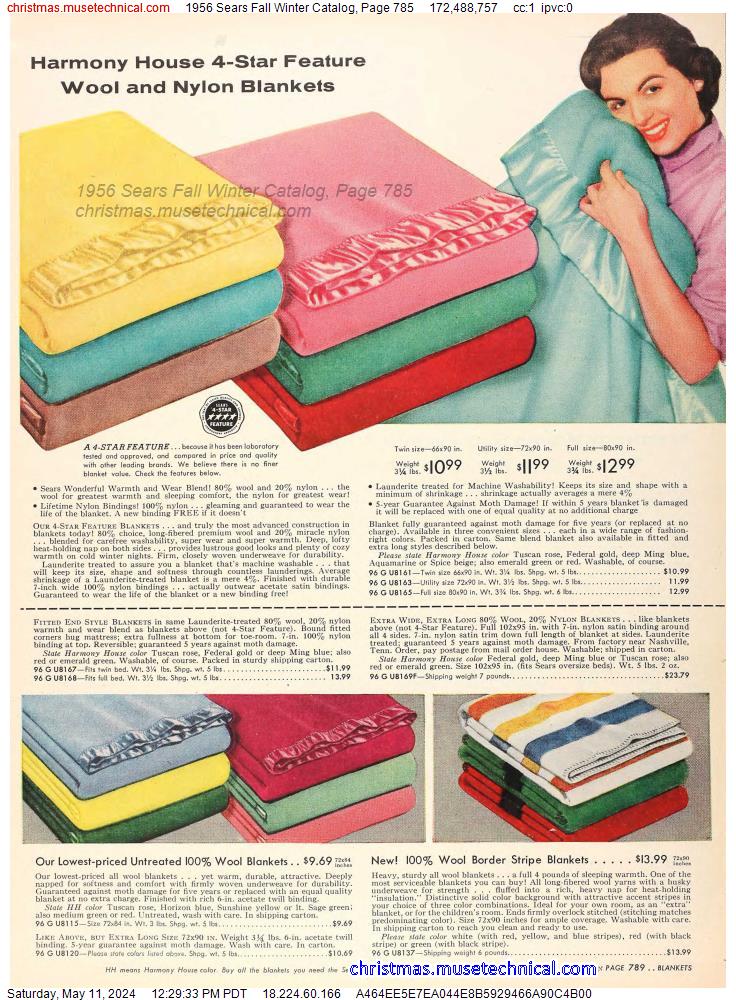 1956 Sears Fall Winter Catalog, Page 785