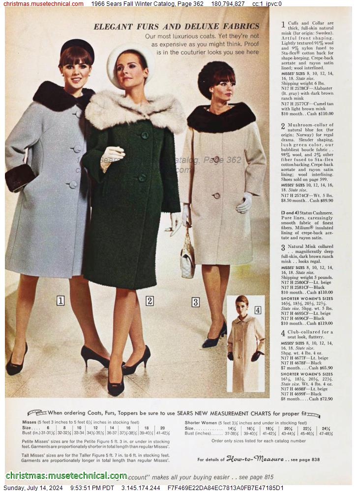 1966 Sears Fall Winter Catalog, Page 362