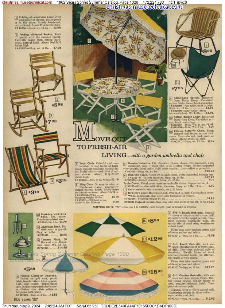 1962 Sears Spring Summer Catalog, Page 1020