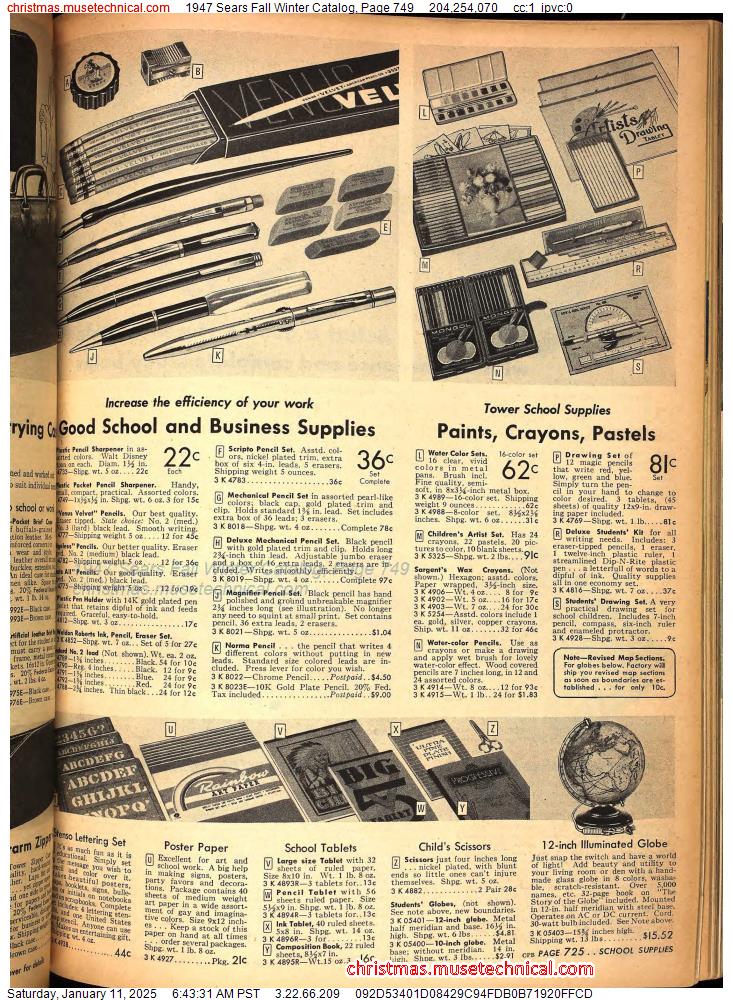 1947 Sears Fall Winter Catalog, Page 749