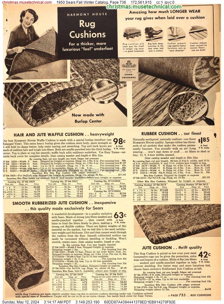 1950 Sears Fall Winter Catalog, Page 736