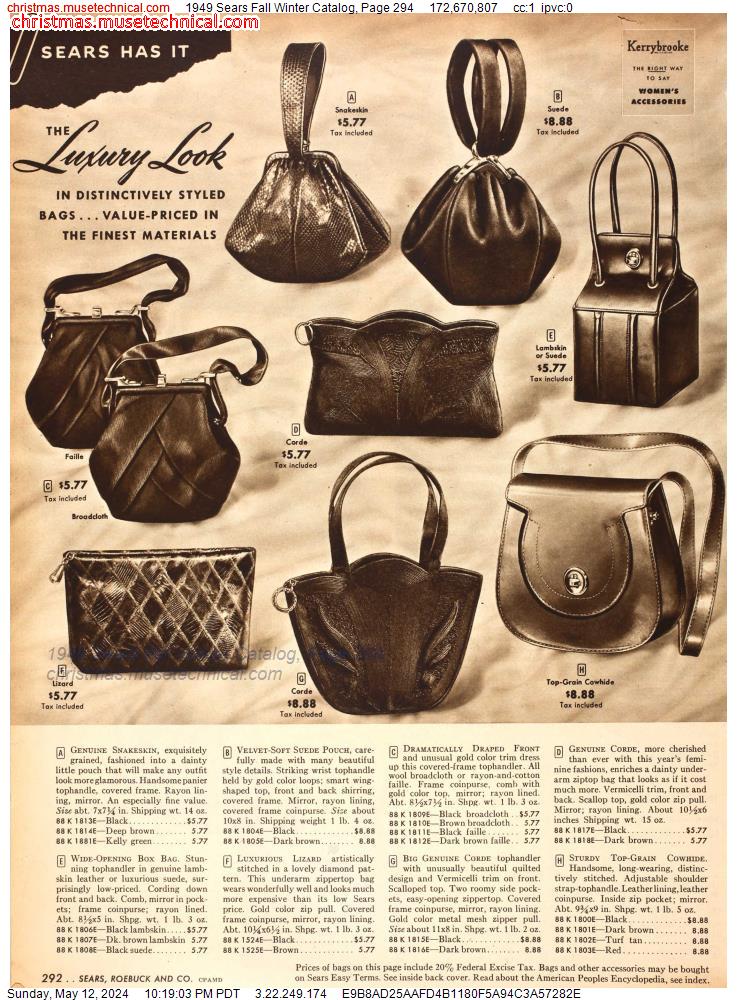 1949 Sears Fall Winter Catalog, Page 294