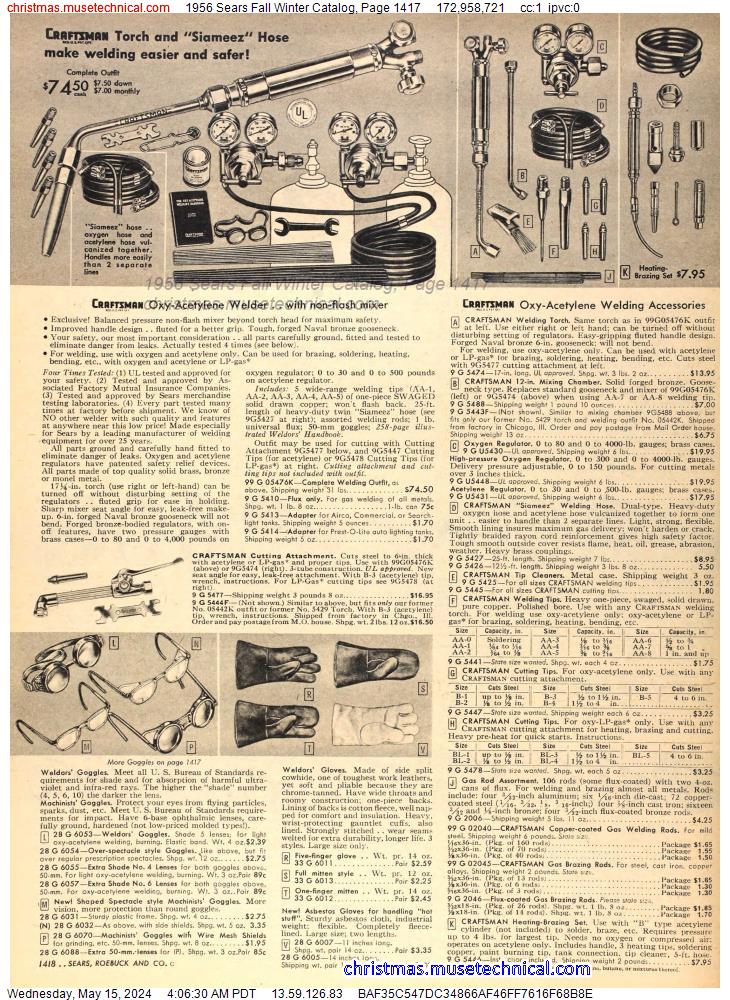1956 Sears Fall Winter Catalog, Page 1417