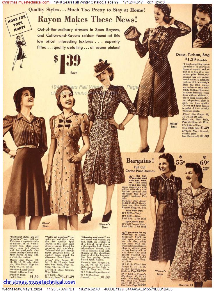 1940 Sears Fall Winter Catalog, Page 99