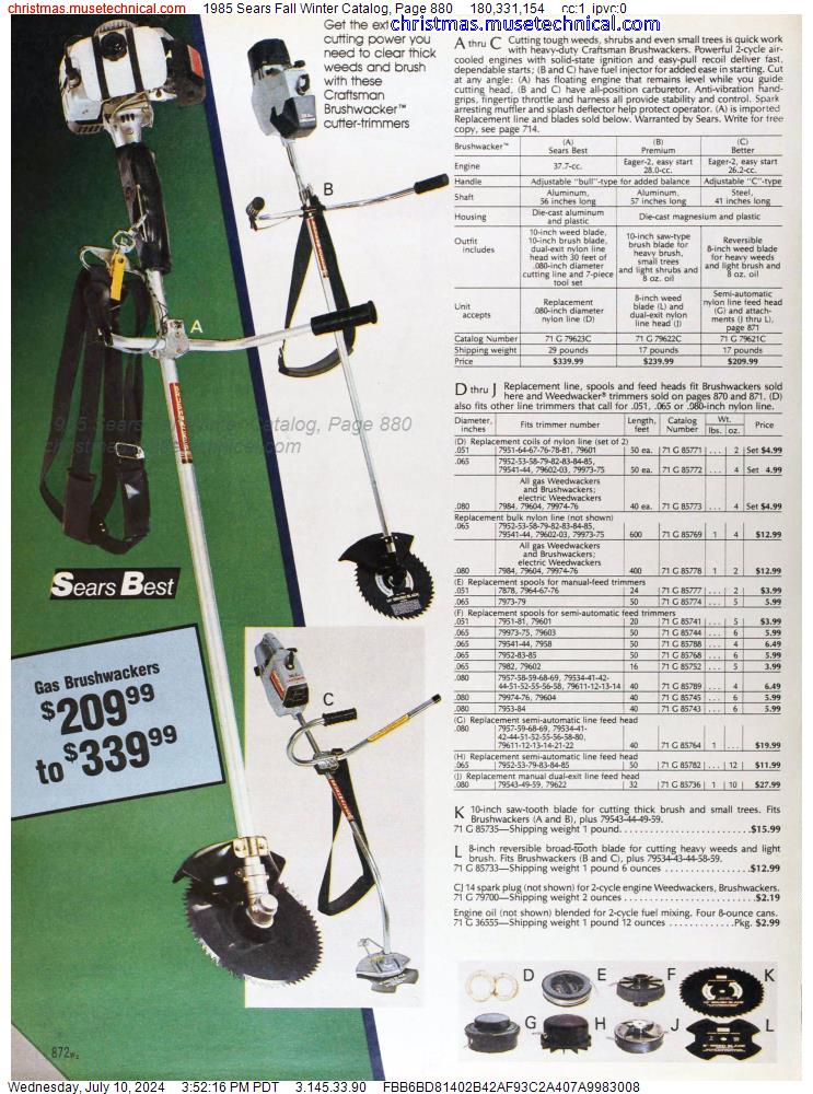 1985 Sears Fall Winter Catalog, Page 880