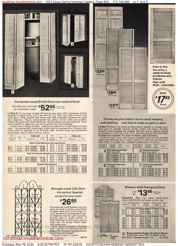 1974 Sears Spring Summer Catalog, Page 850
