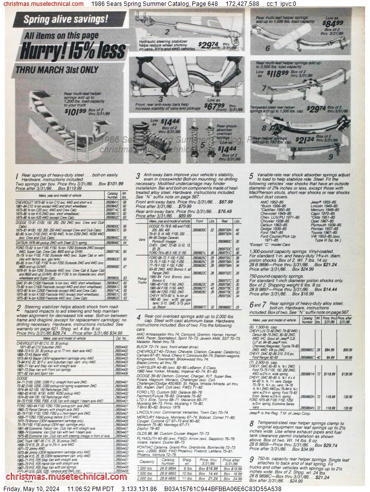 1986 Sears Spring Summer Catalog, Page 648