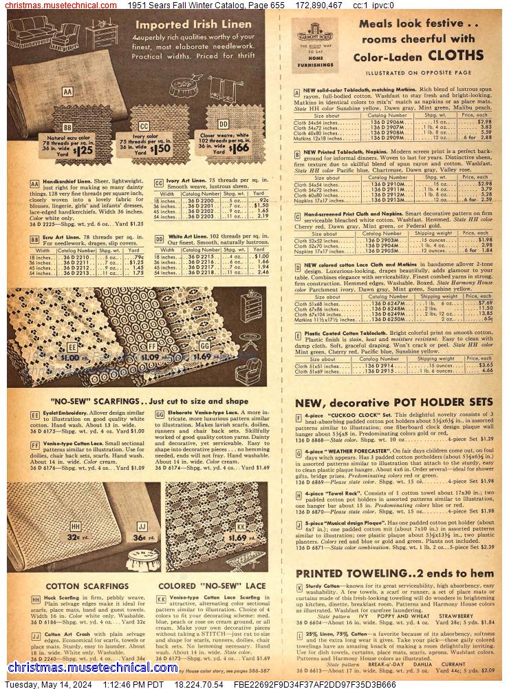 1951 Sears Fall Winter Catalog, Page 655