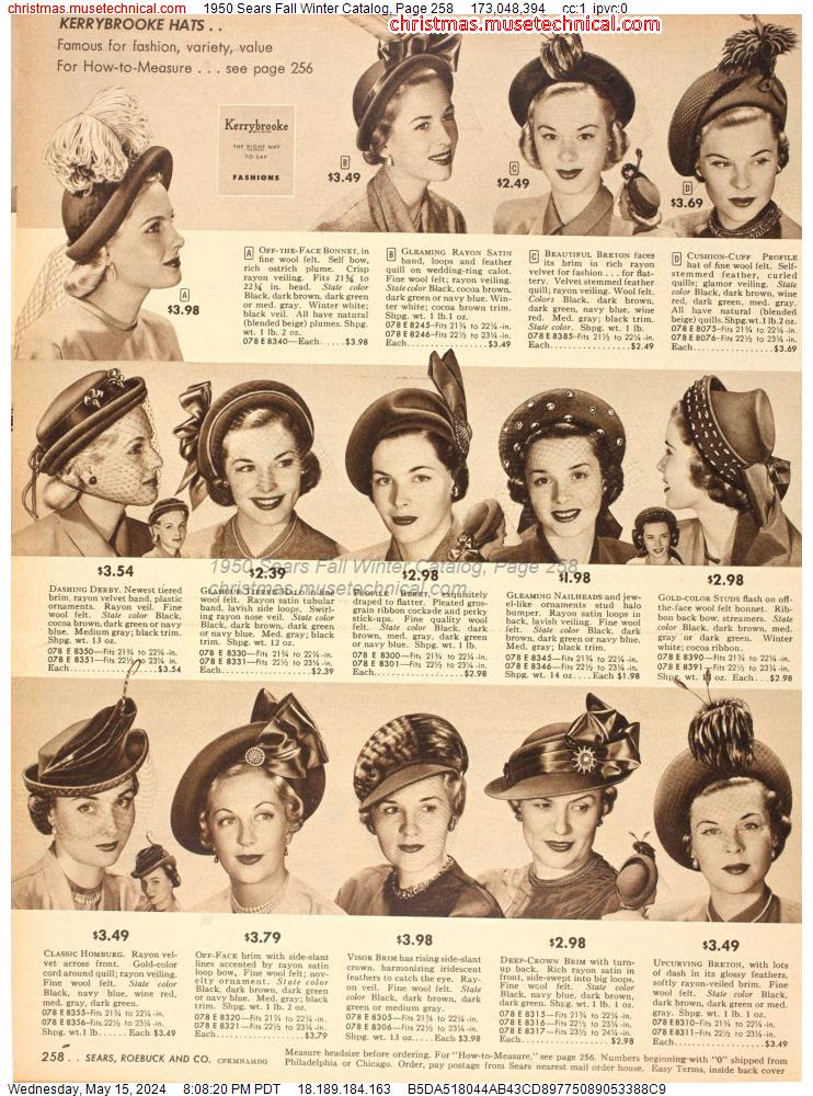 1950 Sears Fall Winter Catalog, Page 258