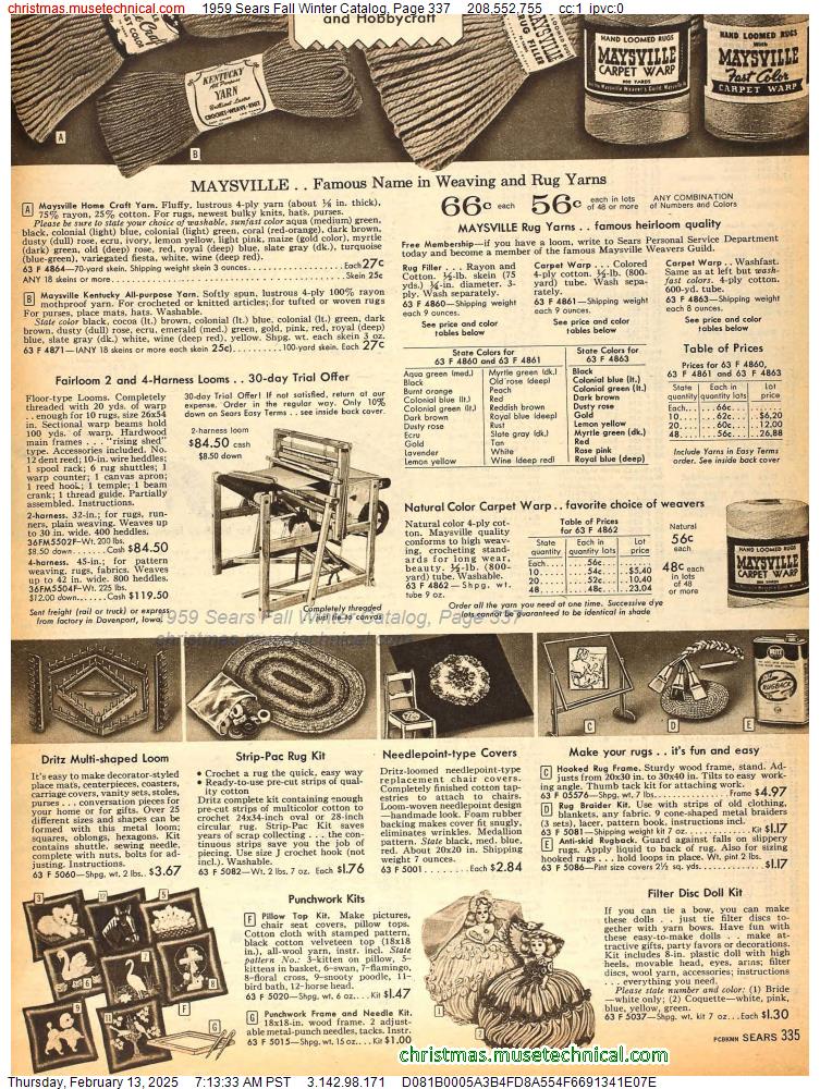 1959 Sears Fall Winter Catalog, Page 337