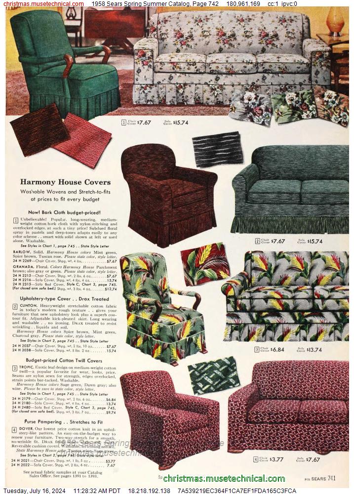 1958 Sears Spring Summer Catalog, Page 742