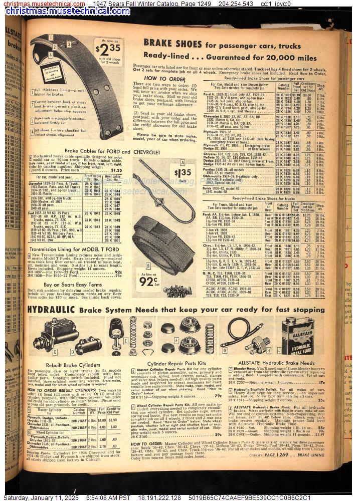 1947 Sears Fall Winter Catalog, Page 1249