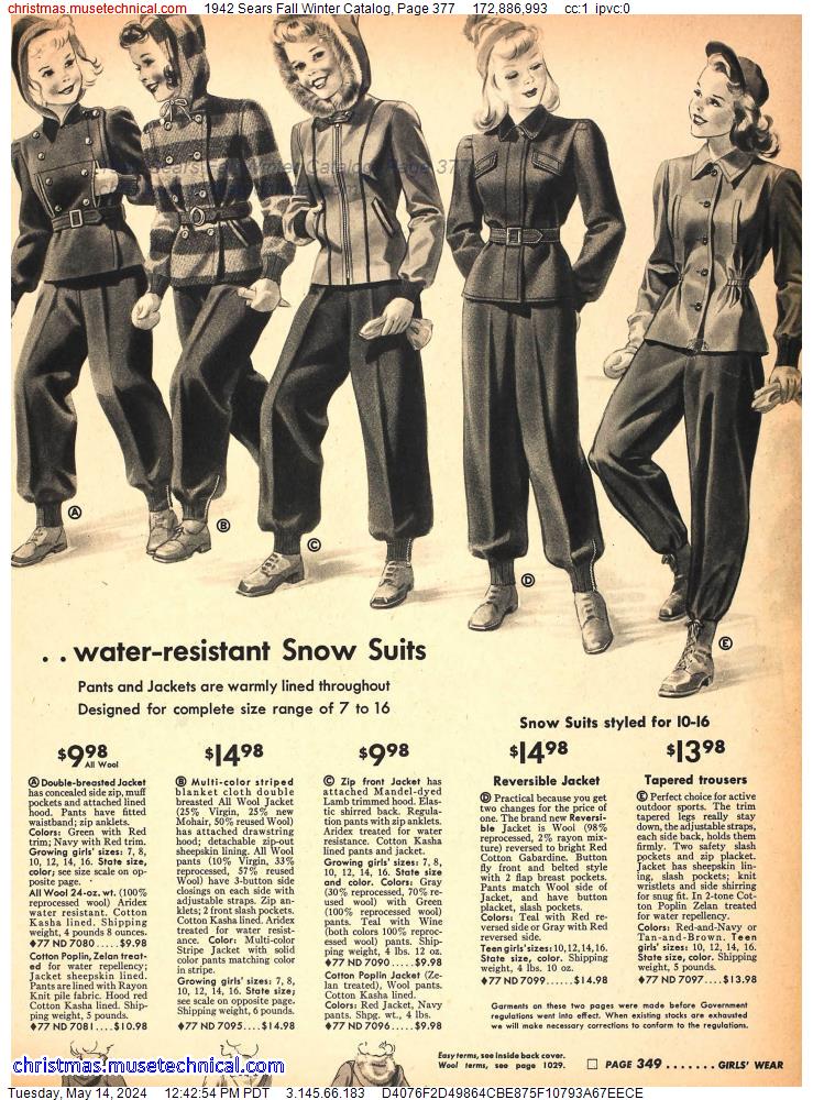1942 Sears Fall Winter Catalog, Page 377