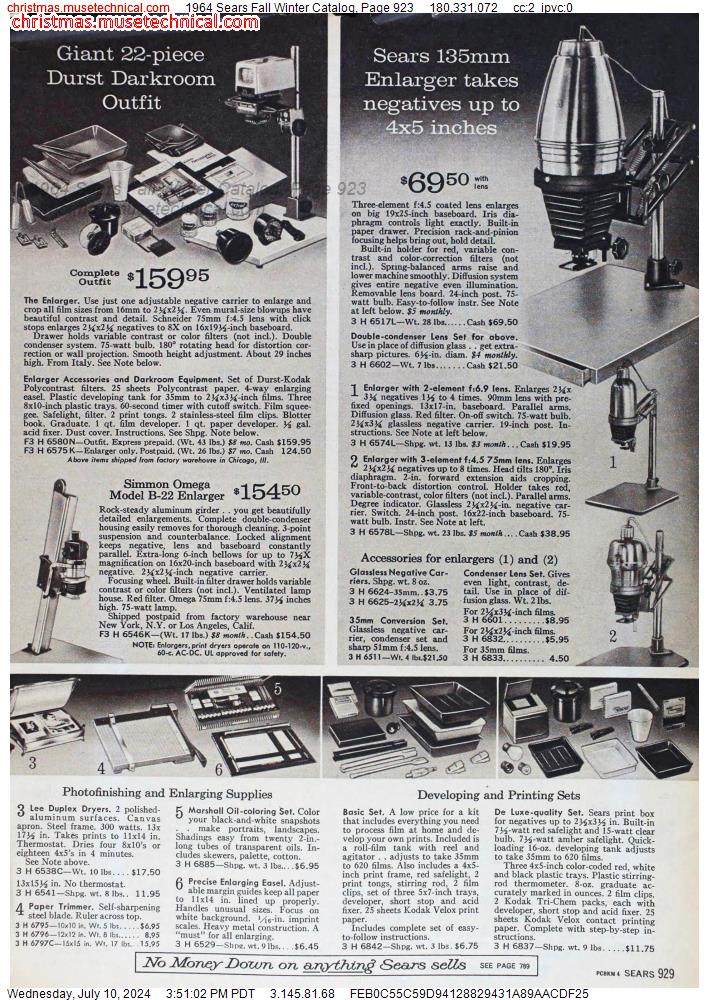 1964 Sears Fall Winter Catalog, Page 923