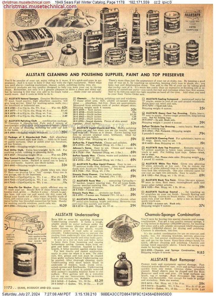 1949 Sears Fall Winter Catalog, Page 1178