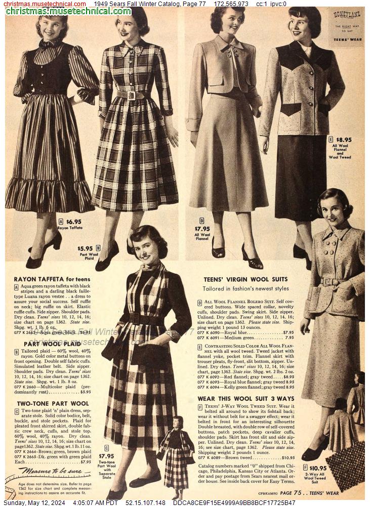 1949 Sears Fall Winter Catalog, Page 77