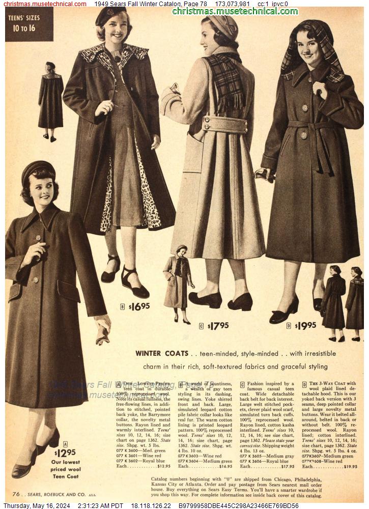 1949 Sears Fall Winter Catalog, Page 78