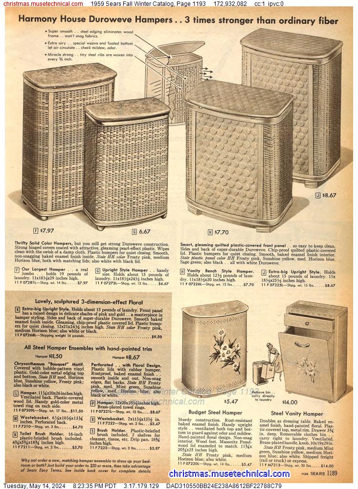 1959 Sears Fall Winter Catalog, Page 1193