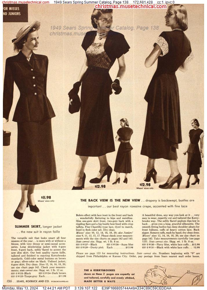 1949 Sears Spring Summer Catalog, Page 138