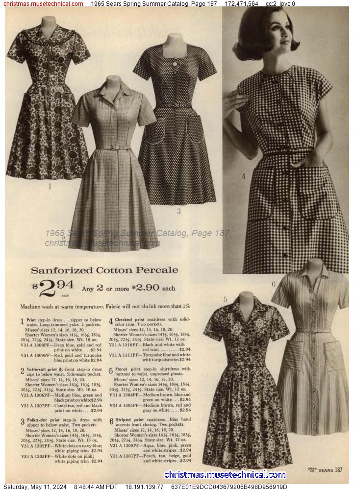 1965 Sears Spring Summer Catalog, Page 187