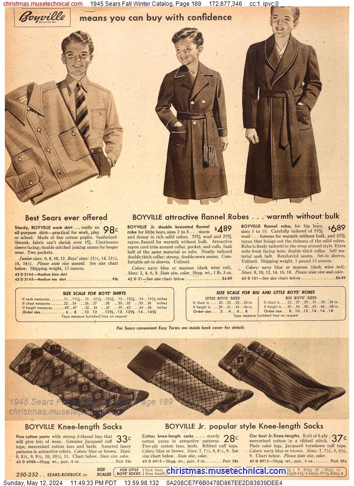 1945 Sears Fall Winter Catalog, Page 189