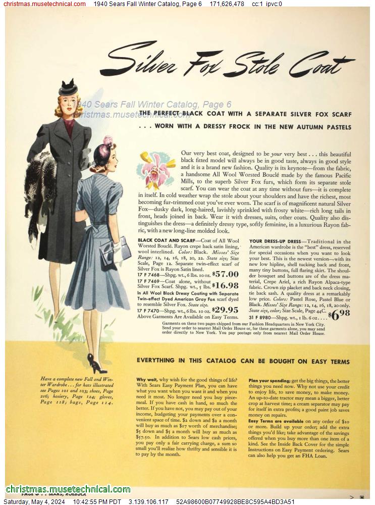 1940 Sears Fall Winter Catalog, Page 6