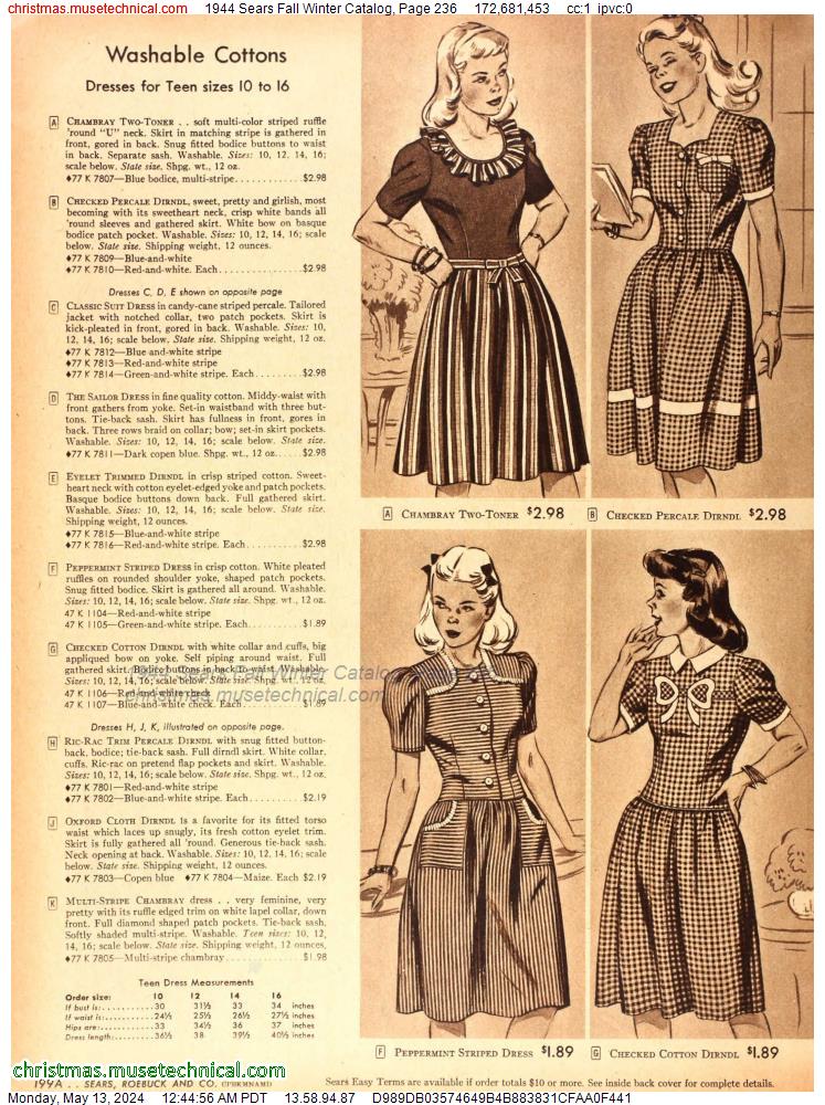 1944 Sears Fall Winter Catalog, Page 236