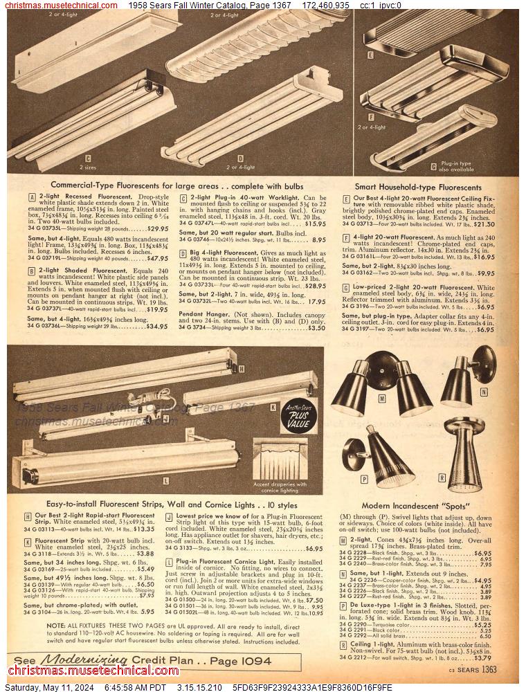 1958 Sears Fall Winter Catalog, Page 1367