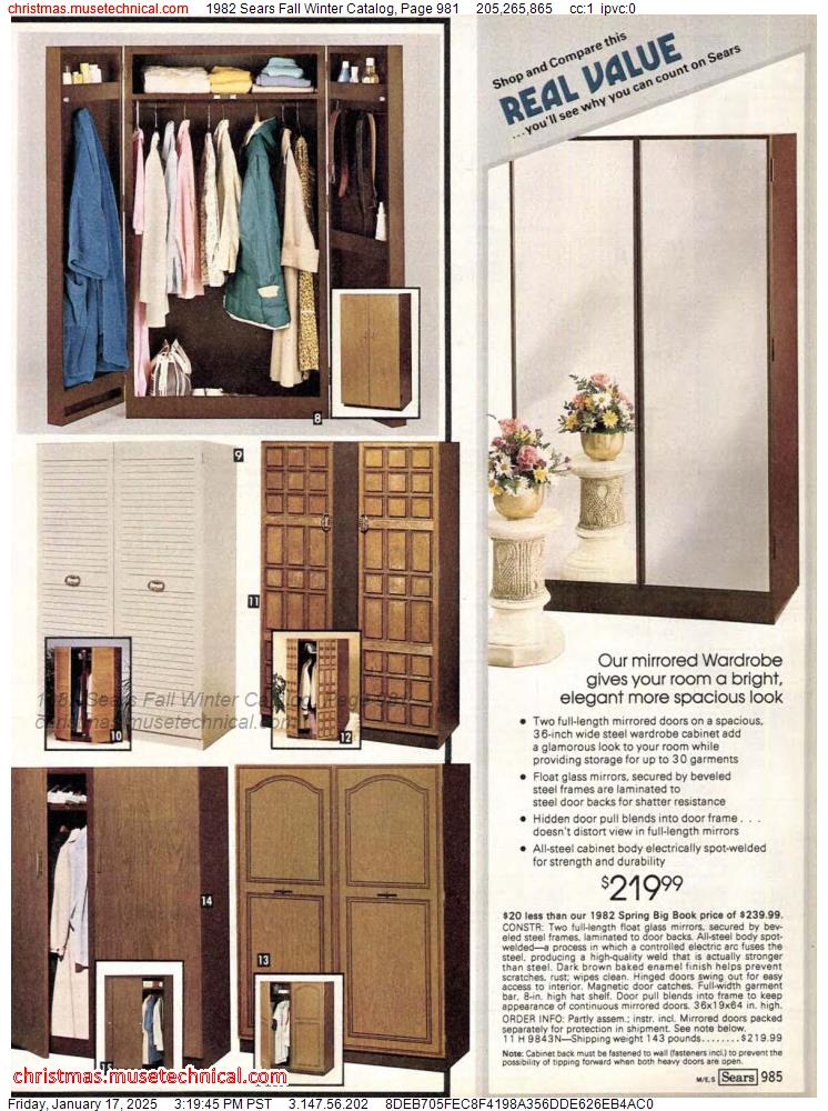 1982 Sears Fall Winter Catalog, Page 981