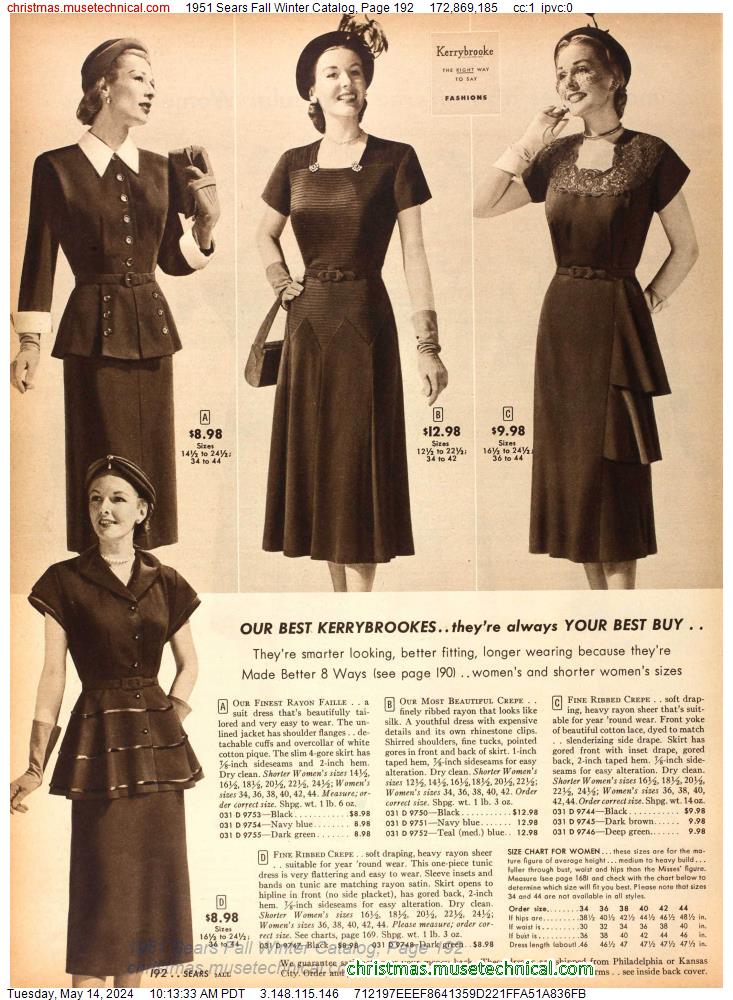 1951 Sears Fall Winter Catalog, Page 192