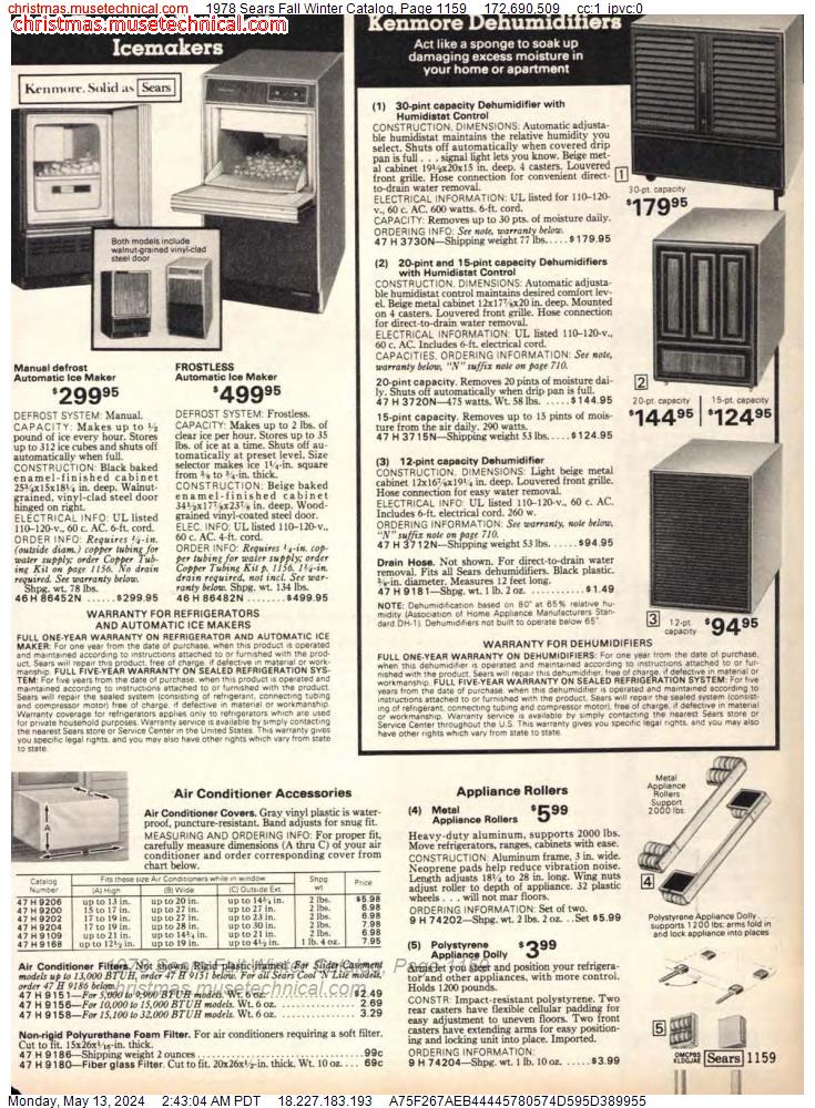 1978 Sears Fall Winter Catalog, Page 1159