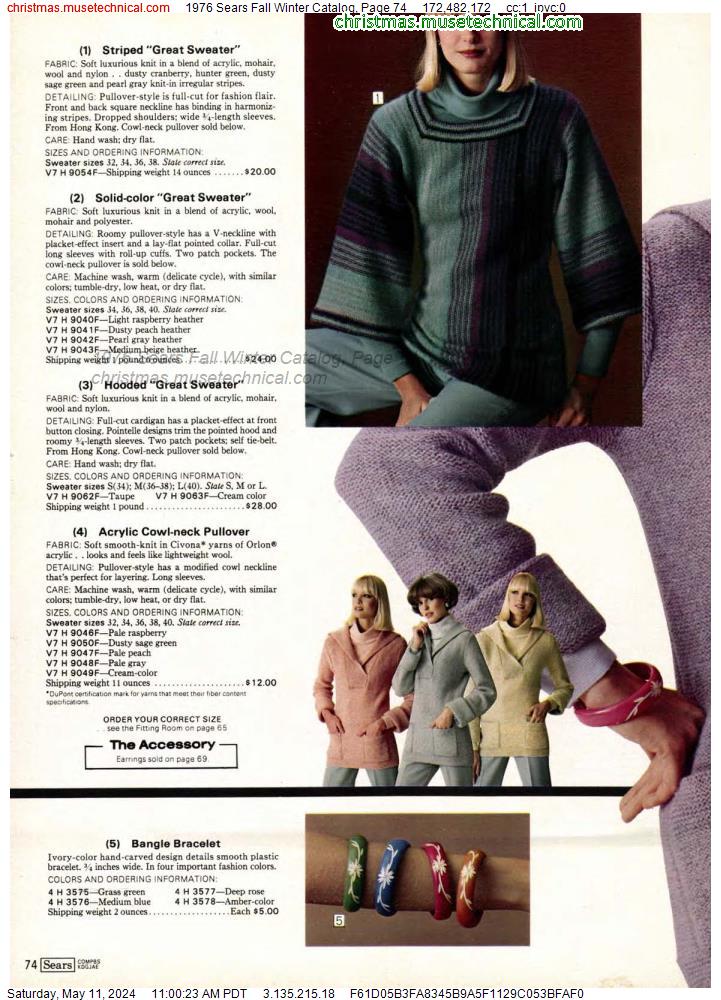 1976 Sears Fall Winter Catalog, Page 74